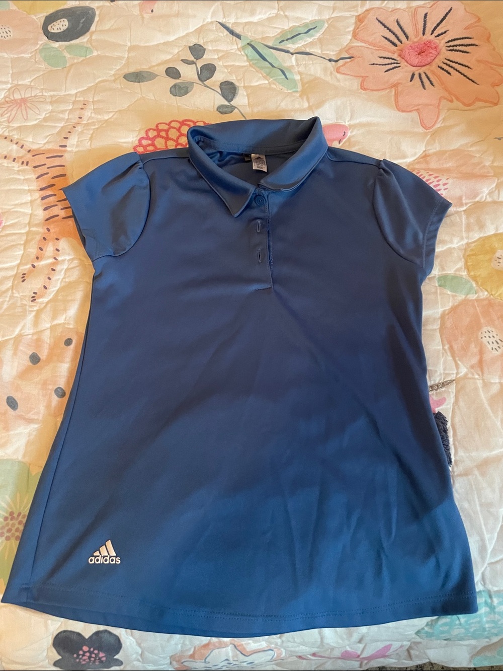 Adidas Girls Performance Golf Blue and White Shirt Sleeve Polo